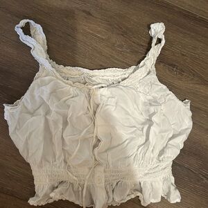 Aritzia Cream Lace Trim Blouse